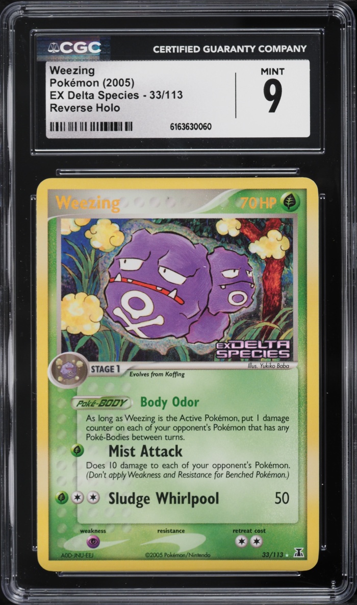 2005 Pokemon EX Delta Species Reverse Holo Weezing #33 CGC 9 MINT