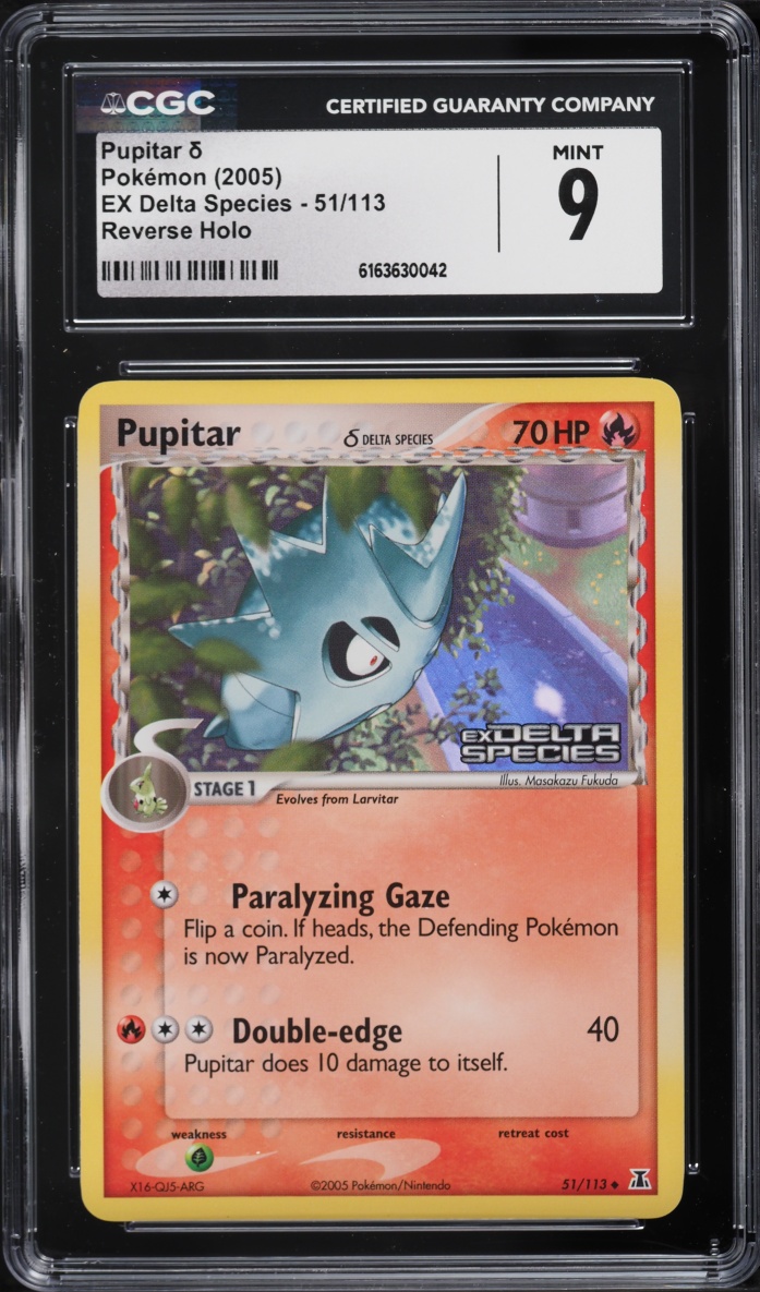 2005 Pokemon EX Delta Species Reverse Holo Pupitar #51 CGC 9 MINT