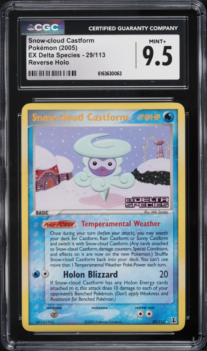 2005 Pokemon EX Delta Species Reverse Holo Snow-Cloud Castform #29 CGC 9.5 MINT+