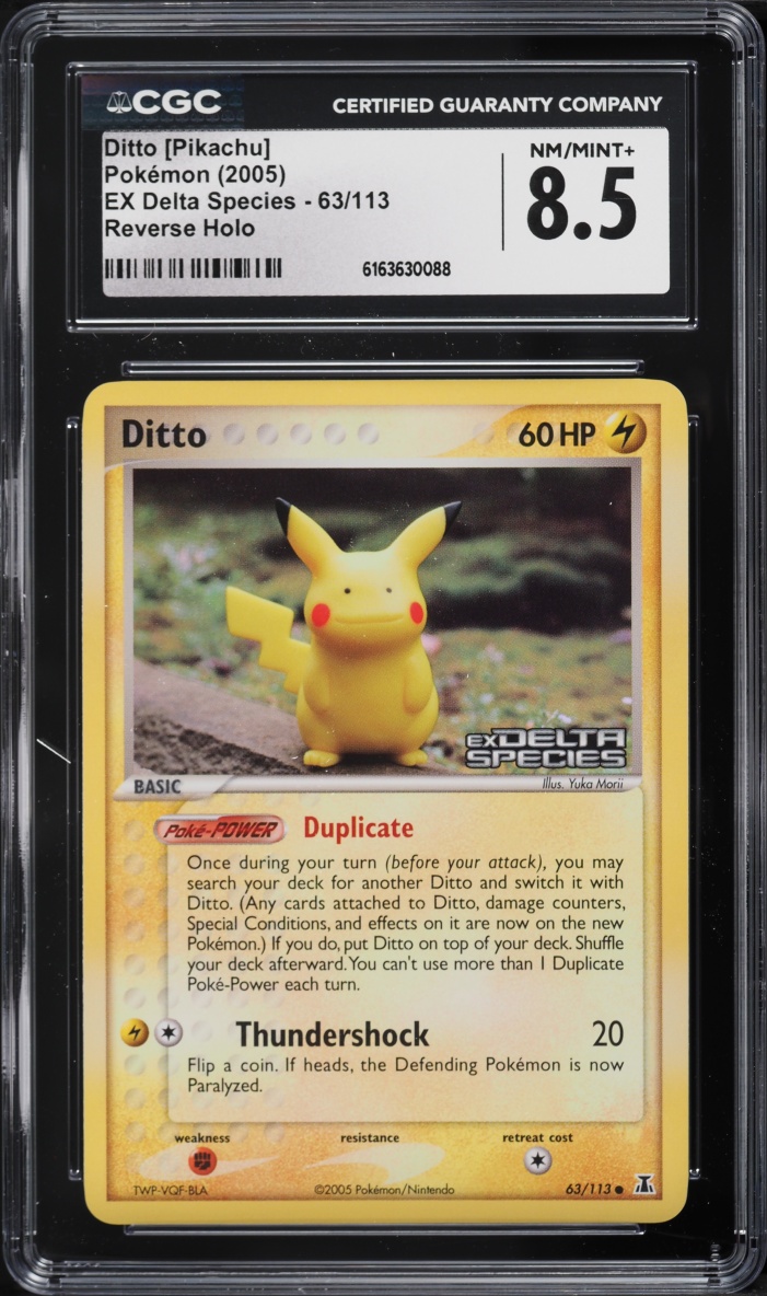 2005 Pokemon EX Delta Species Reverse Holo Ditto Pikachu #63 CGC 8.5 NM-MT+