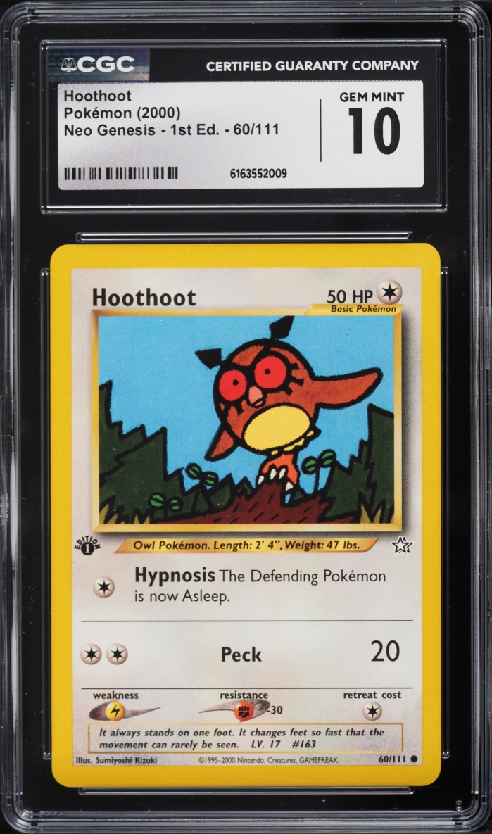 2000 Pokemon Neo Genesis 1st Edition Hoothoot #60 CGC 10 GEM MINT