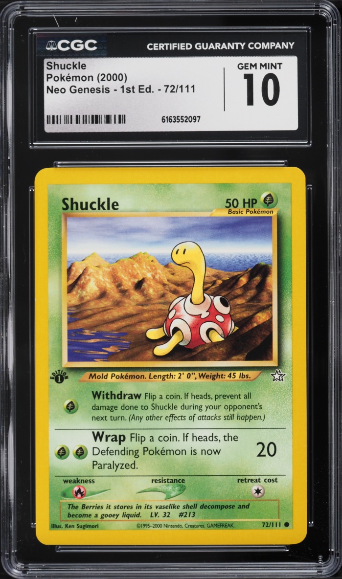 2000 Pokemon Neo Genesis 1st Edition Shuckle #72 CGC 10 GEM MINT