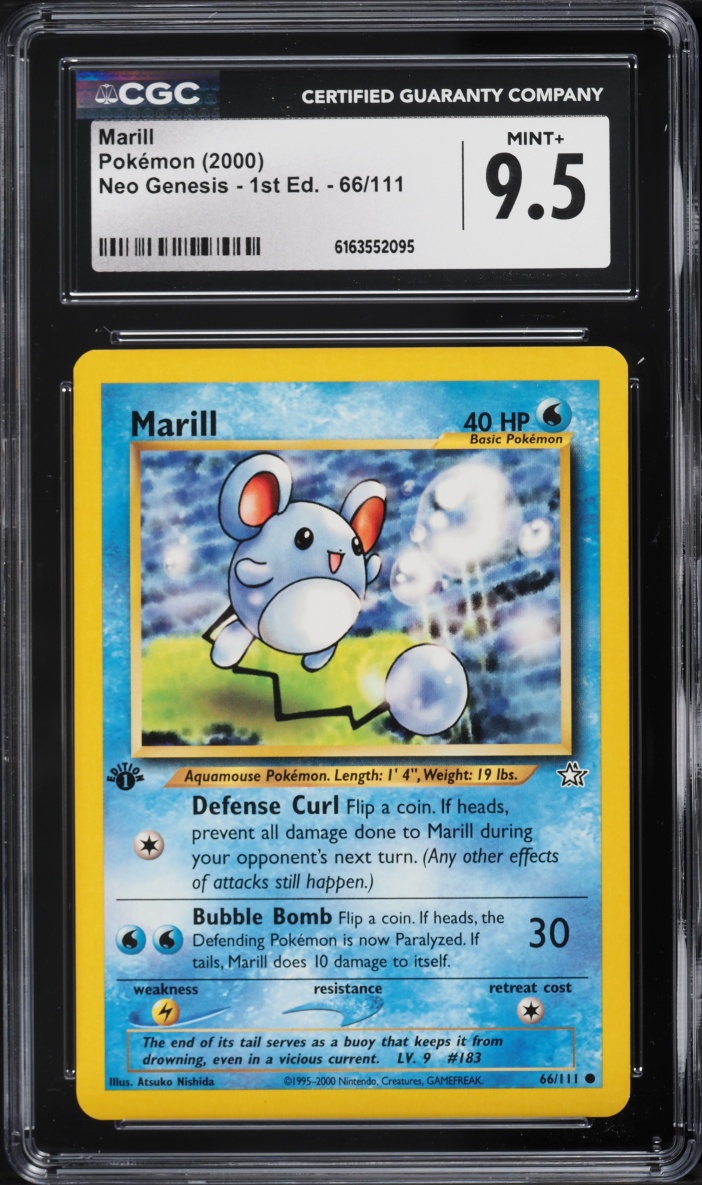 2000 Pokemon Neo Genesis 1st Edition Marill #66 CGC 9.5 MINT+