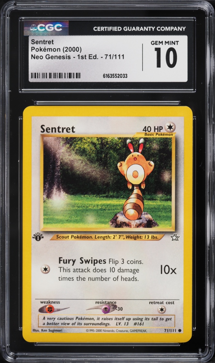 2000 Pokemon Neo Genesis 1st Edition Sentret #71 CGC 10 GEM MINT