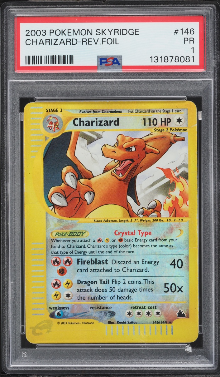 2003 Pokemon Skyridge Reverse Holo Charizard #146 PSA 1 PR