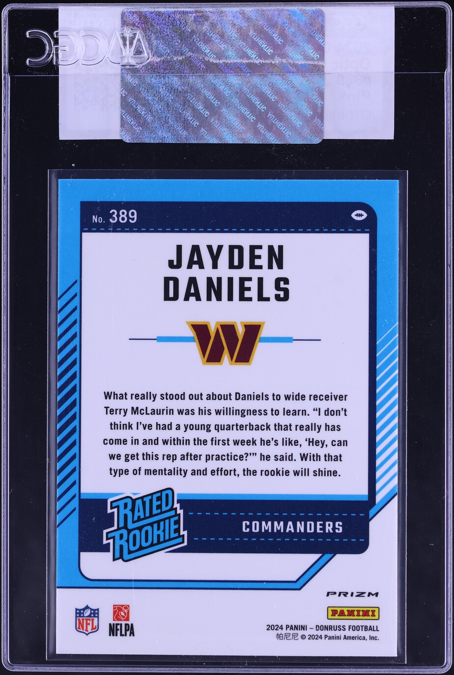 2024 Donruss Optic Preview Pink Jayden Daniels ROOKIE #389 CGC AUTH