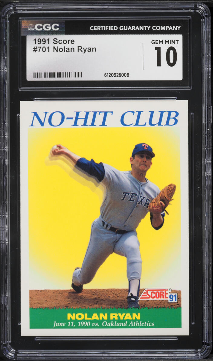 1991 Score Nolan Ryan #701 CGC 10 GEM MINT