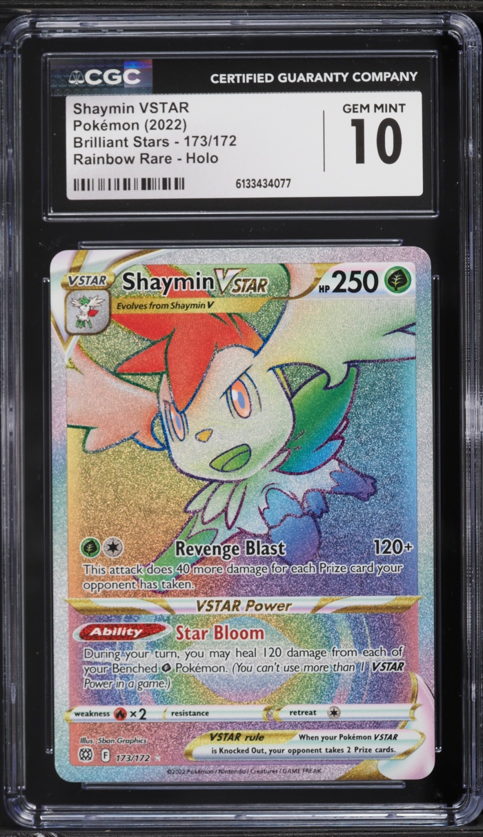 2022 Pokemon Sword & Shield Brilliant Stars Rainbow Rare Shaymin VSTAR #173 CGC 10 GEM MINT