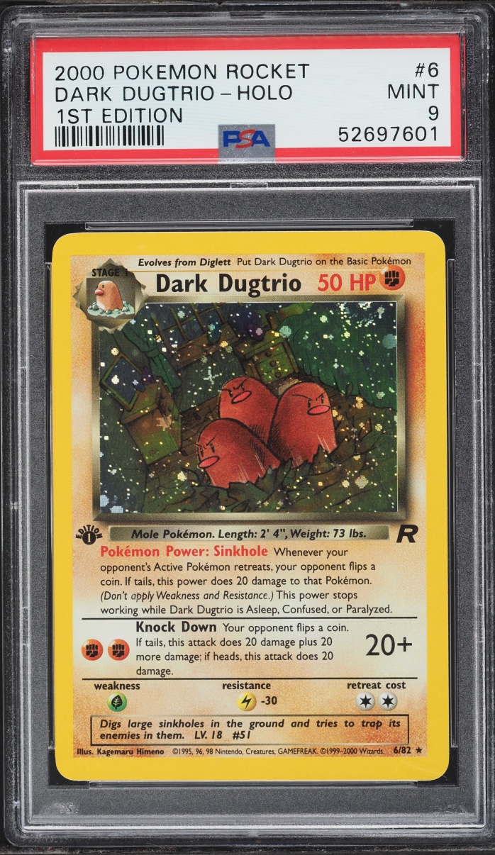 2000 Pokemon Team Rocket 1st Edition Holo Dark Dugtrio #6 PSA 9 MINT
