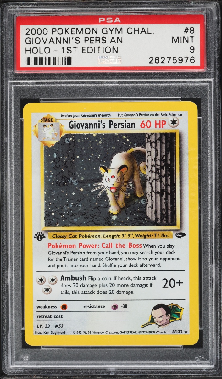 2000 Pokemon Gym Challenge Holo 1st Edition Giovanni's Persian #8 PSA 9 MINT