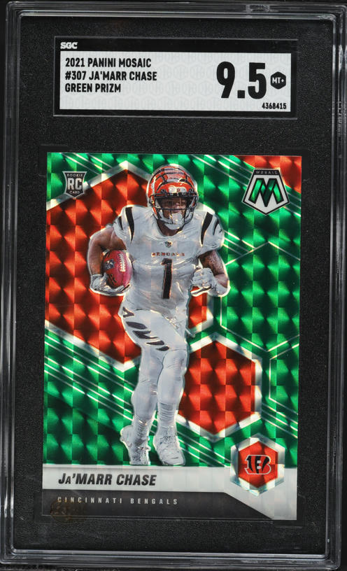 2021 Panini Mosaic Green Prizm Ja'Marr Chase ROOKIE #307 SGC 9.5