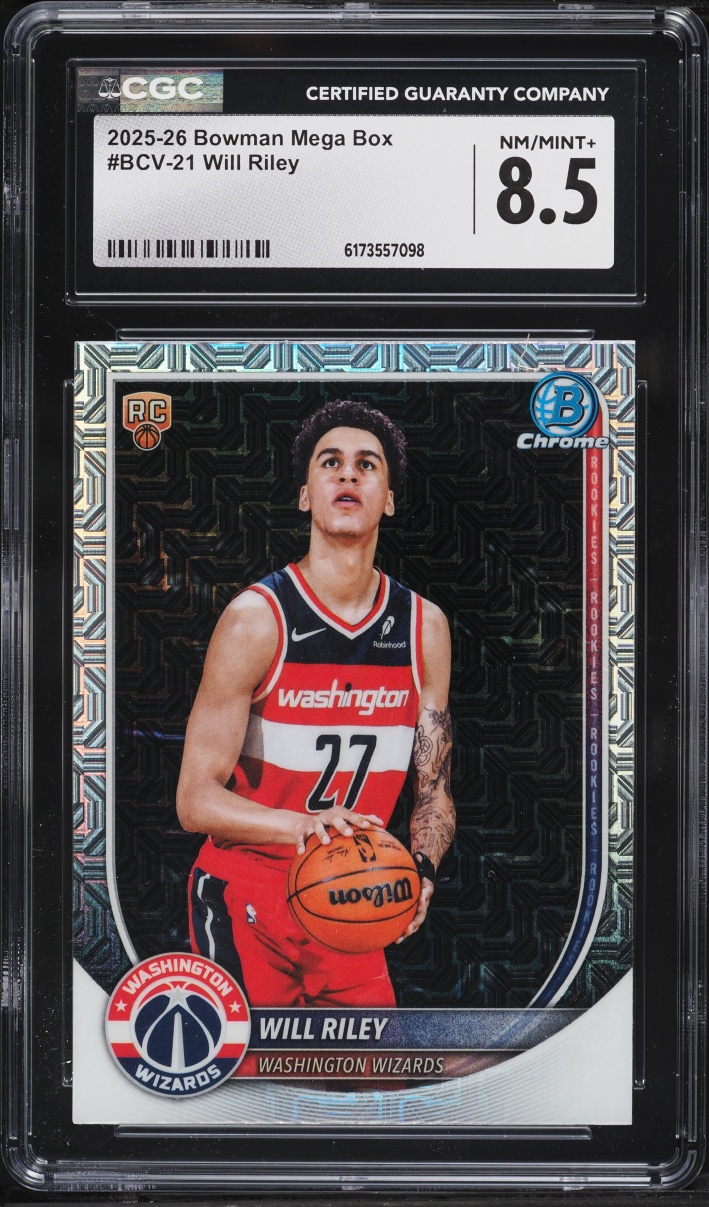 2025 Bowman Chrome Mega Box Will Riley ROOKIE #BCV-21 CGC 8.5 NM-MT+