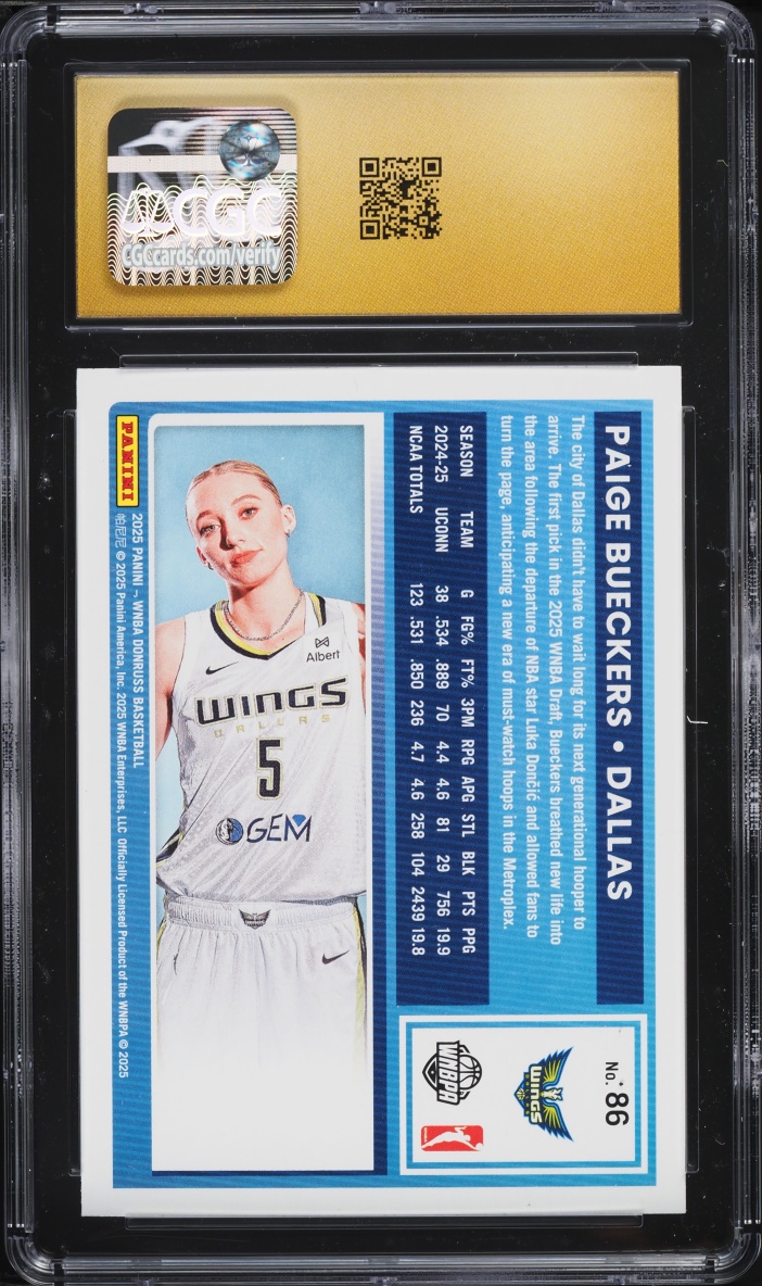 2025 Donruss WNBA Paige Bueckers ROOKIE #86 CGC 10 PRISTINE