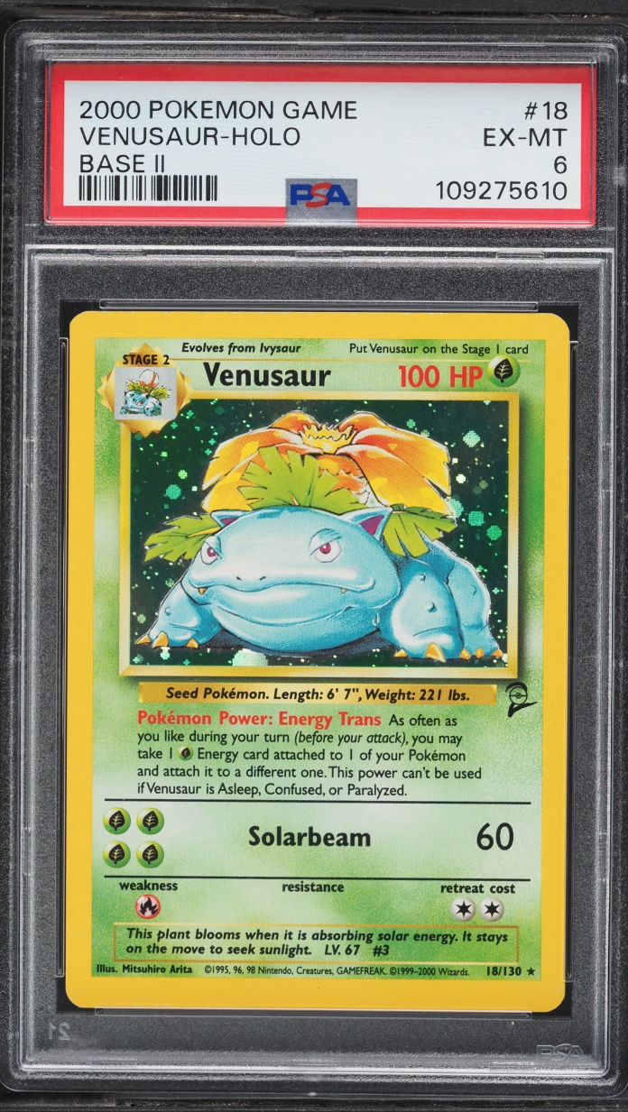 2000 Pokemon Base Set 2 Holo Venusaur #18 PSA 6 EXMT
