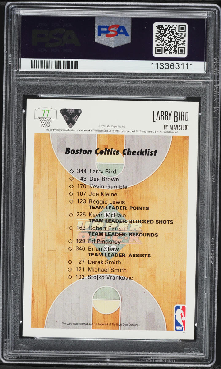 1991 Upper Deck Basketball Larry Bird #77 PSA 9 MINT