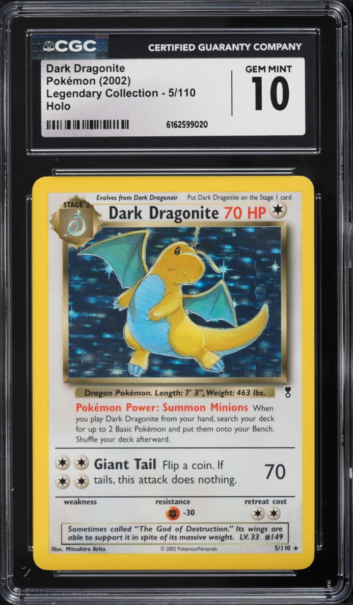2002 Pokemon Legendary Collection Holo Dark Dragonite #5 CGC 10 GEM MINT