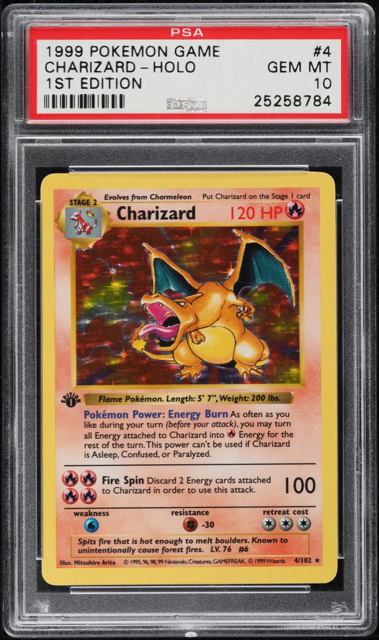 1999 Pokemon Base Set Shadowless 1st Edition Holo Charizard #4 PSA 10 GEM MINT