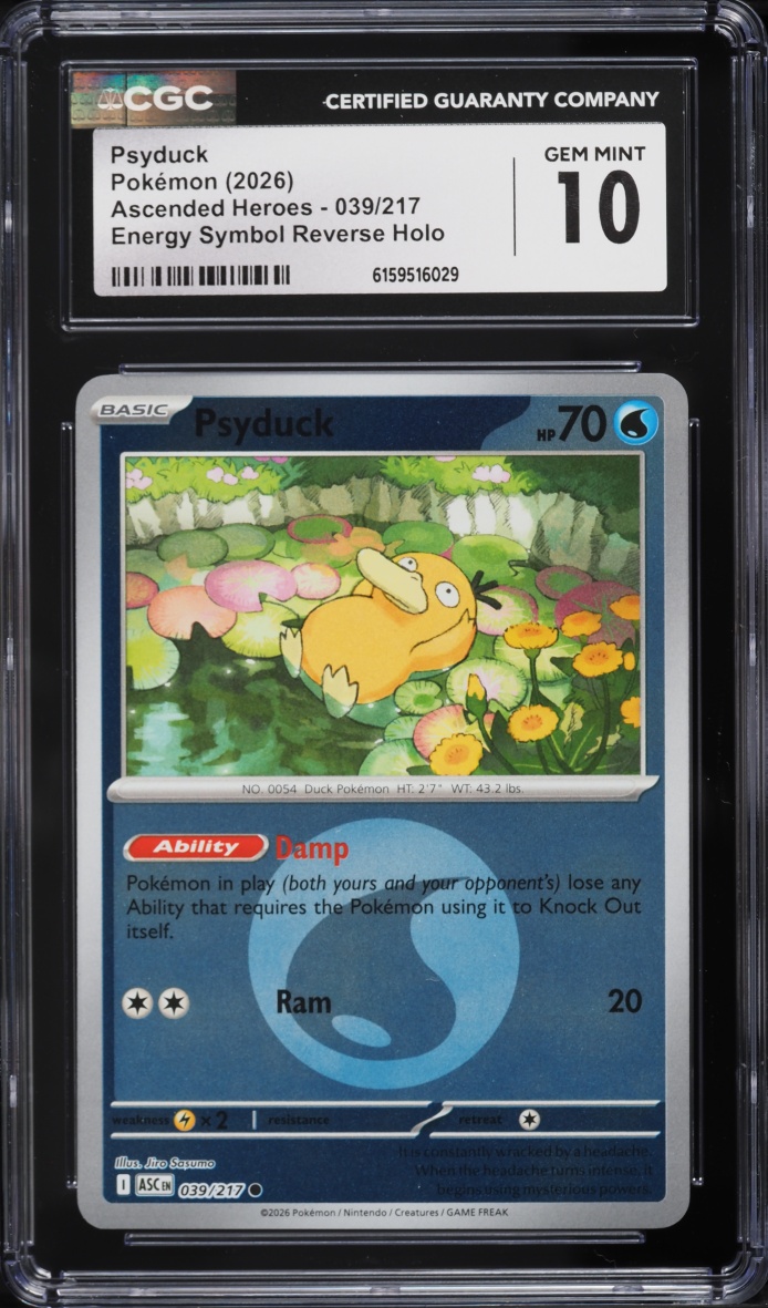 2026 Pokemon Mega Evolution Ascended Heroes Energy Symbol Reverse Holo Psyduck #39 CGC 10 GEM