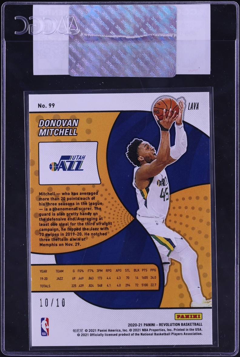 2020 Panini Revolution Lava Donovan Mitchell 10/10 #99 CGC AUTH