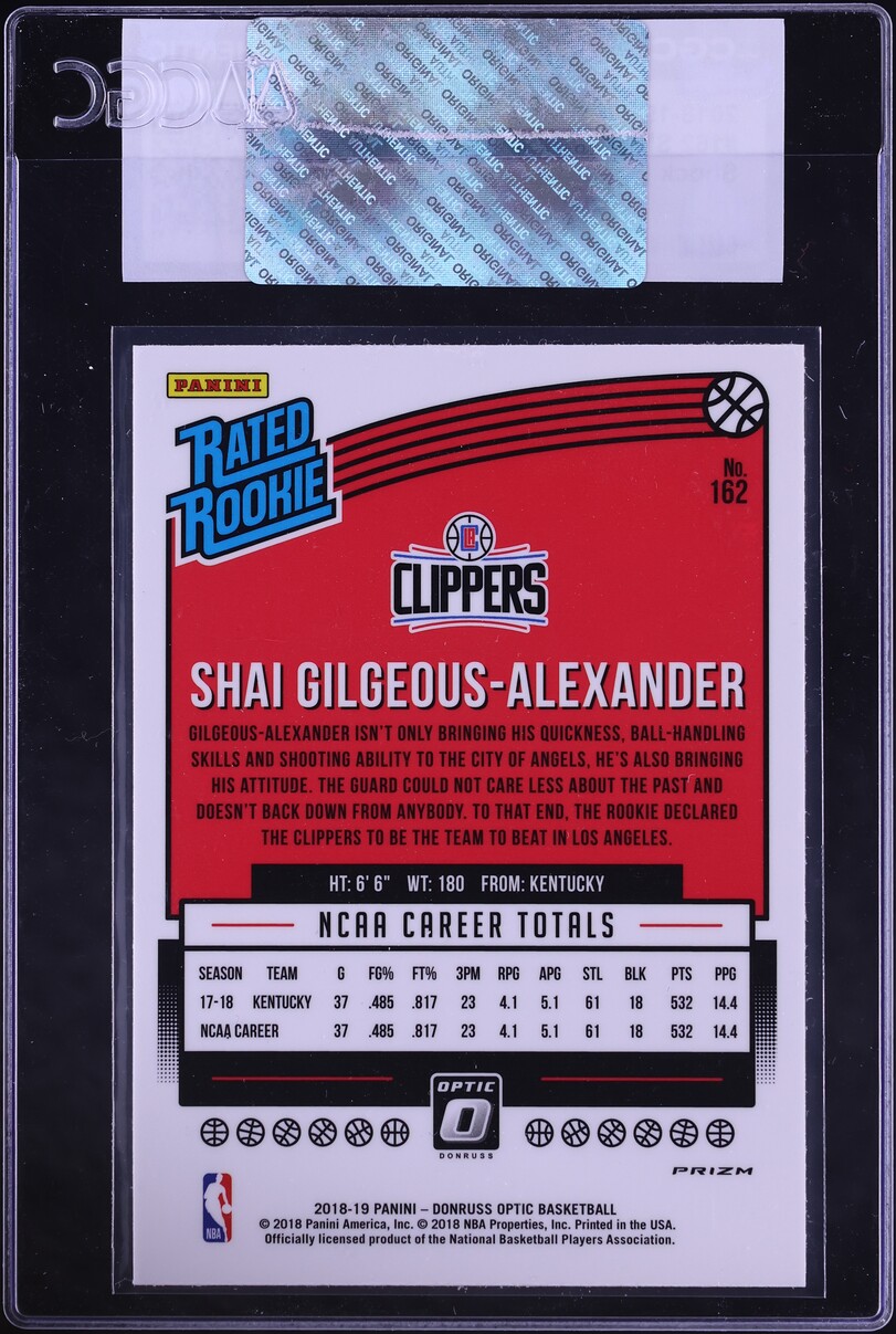 2018 Donruss Optic Shock Shai Gilgeous-Alexander ROOKIE #162 CGC AUTH