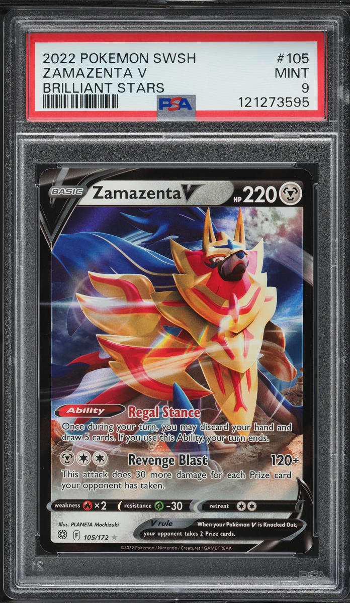 2022 Pokemon Sword & Shield Brilliant Stars Zamazenta V #105 PSA 9 MINT