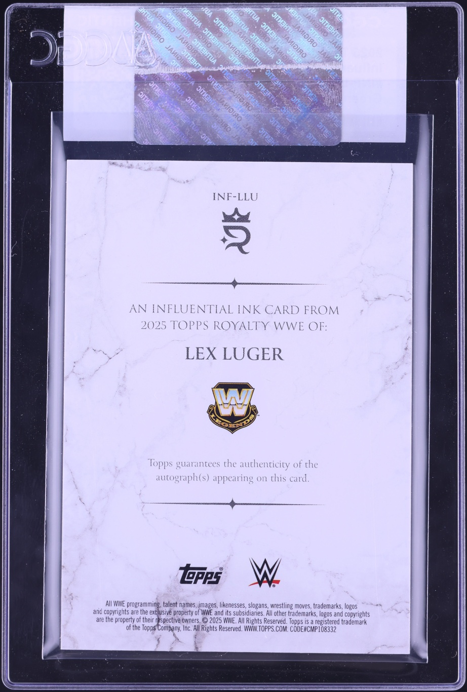 2025 Topps WWE Royalty Influential Ink Green Lex Luger AUTO /5 #INF-LLU CGC AUTH