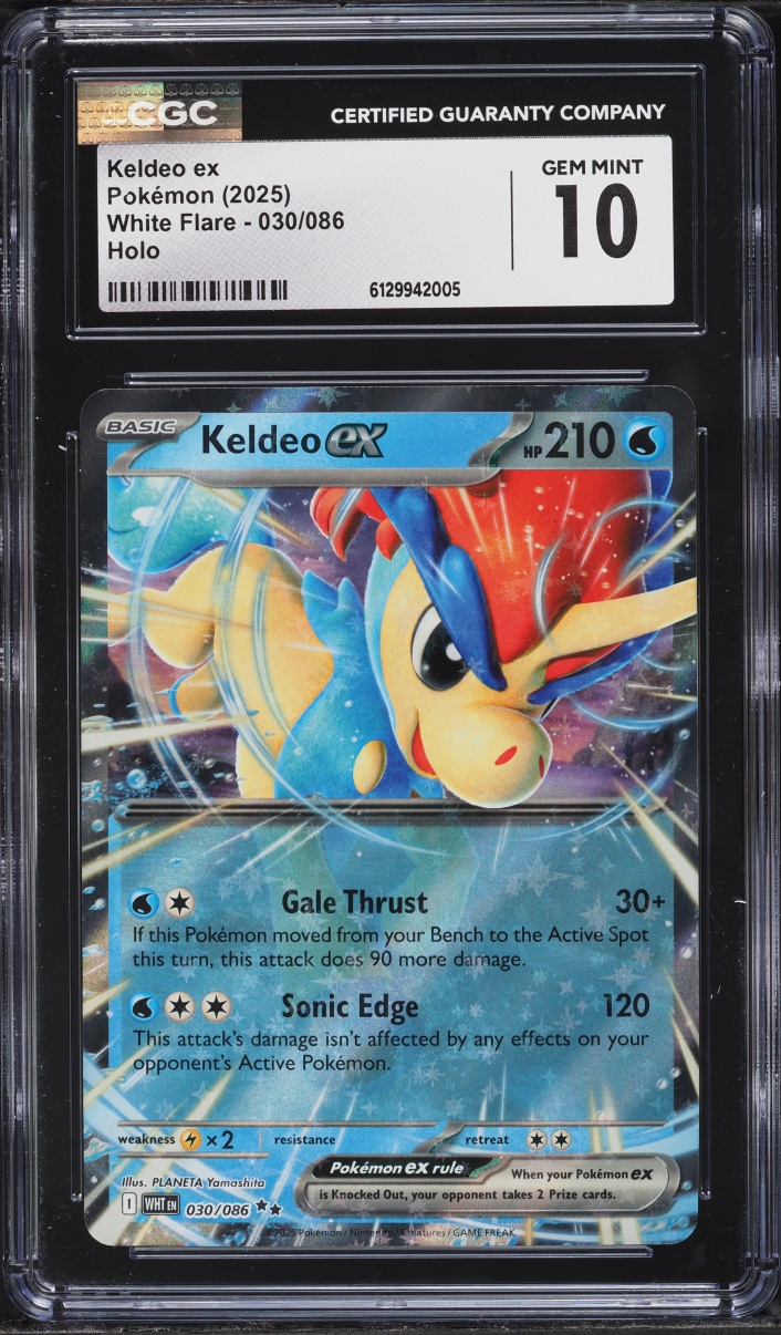 2025 Pokemon Scarlet & Violet White Flare Holo Keldeo ex #30 CGC 10 GEM MINT