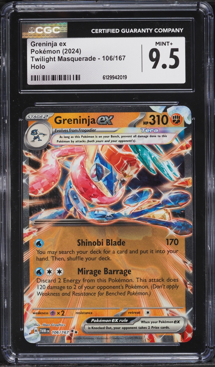 2024 Pokemon Scarlet & Violet Twilight Masquerade Holo Greninja ex #106 CGC 9.5 MINT+