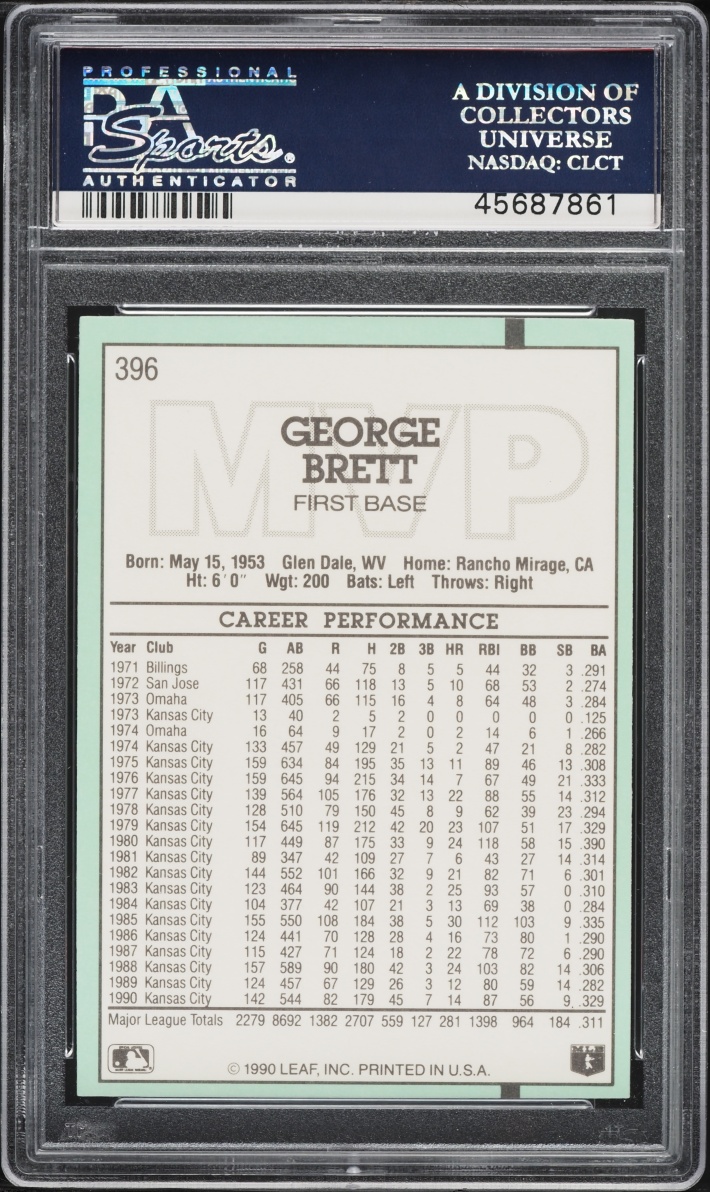 1991 Donruss George Brett #396 PSA 10 GEM MINT