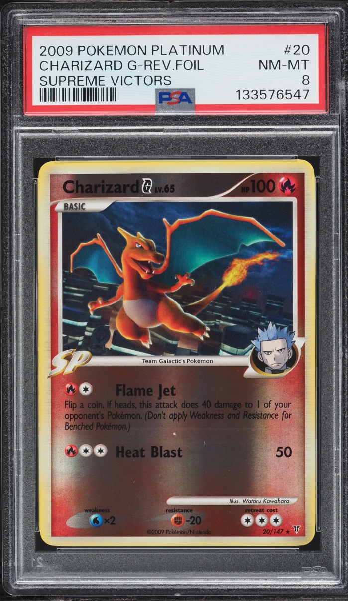2009 Pokemon Platinum Supreme Victors Reverse Holo Charizard G #20 PSA 8 NM-MT