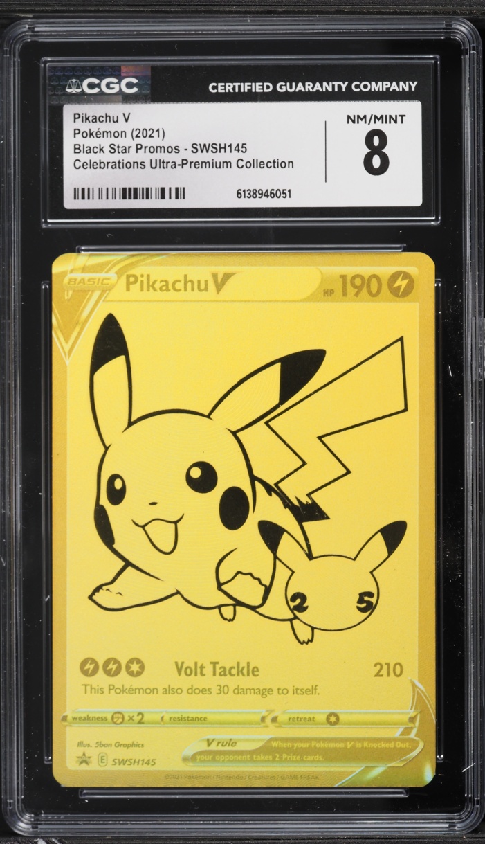 2021 Pokemon Sword & Shield Promo Celebrations Ultra Premium Full Art Pikachu V #SWSH145 CGC 8