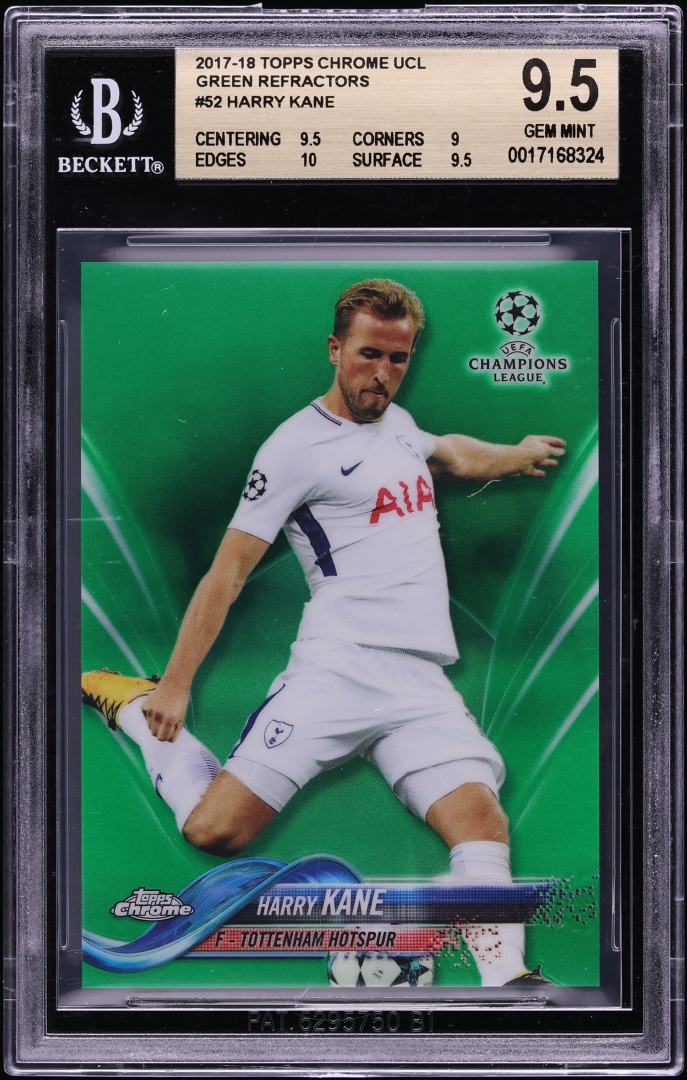2017 Topps Chrome UEFA Green Refractor Harry Kane /99 #52 BGS 9.5 GEM MINT