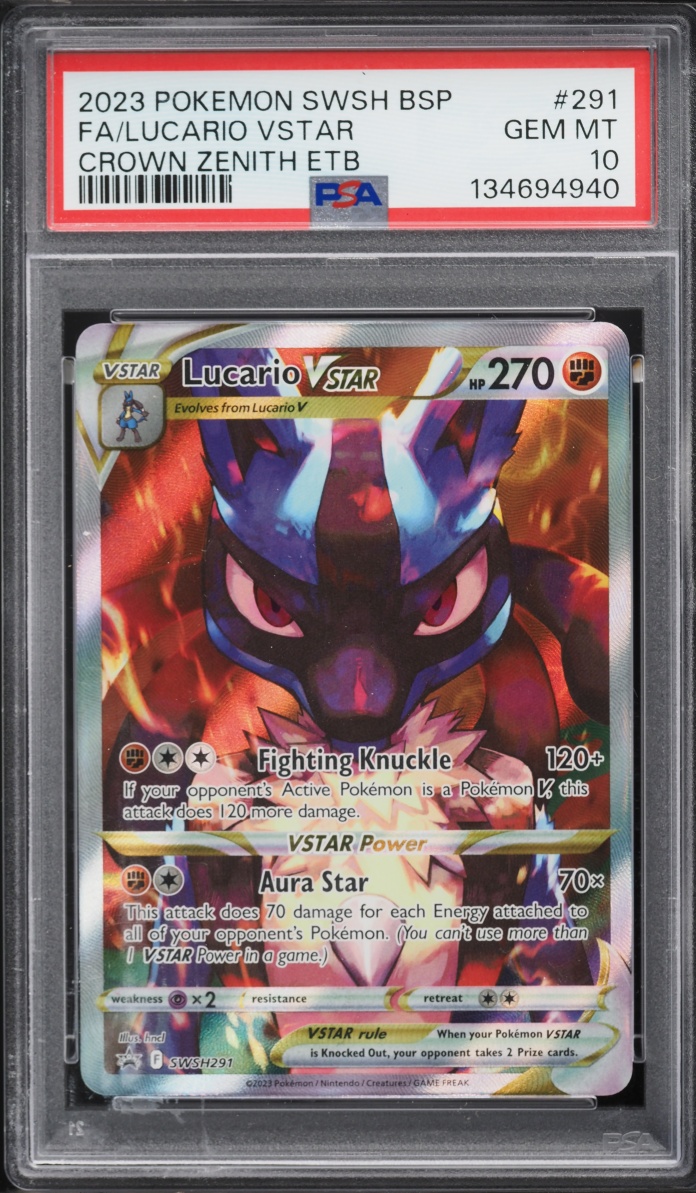 2023 Pokemon SWSH Promo Crown Zenith ETB Full Art Lucario VSTAR #SWSH291 PSA 10 GEM MINT