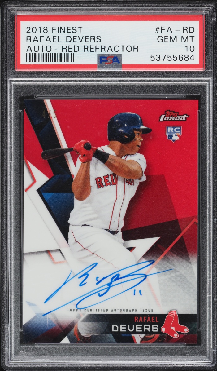 2018 Finest Red Refractor Rafael Devers ROOKIE AUTO /5 #FA-RD PSA 10 GEM MINT