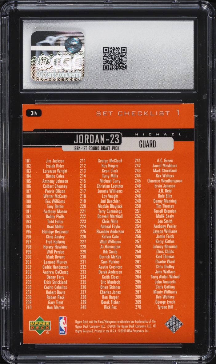 1999 Upper Deck Basketball Michael Jordan #314 CGC 9 MINT