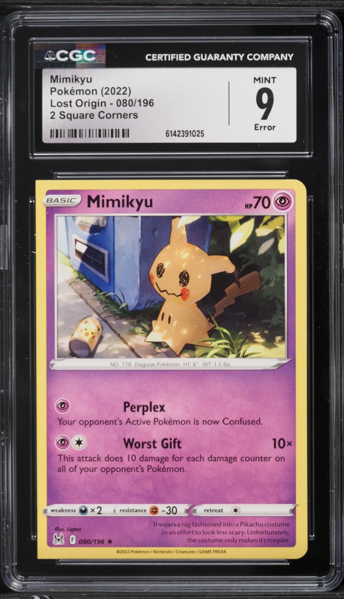 2022 Pokemon Sword & Shield Lost Origin 2 Square Corners Mimikyu #80 CGC 9 MINT