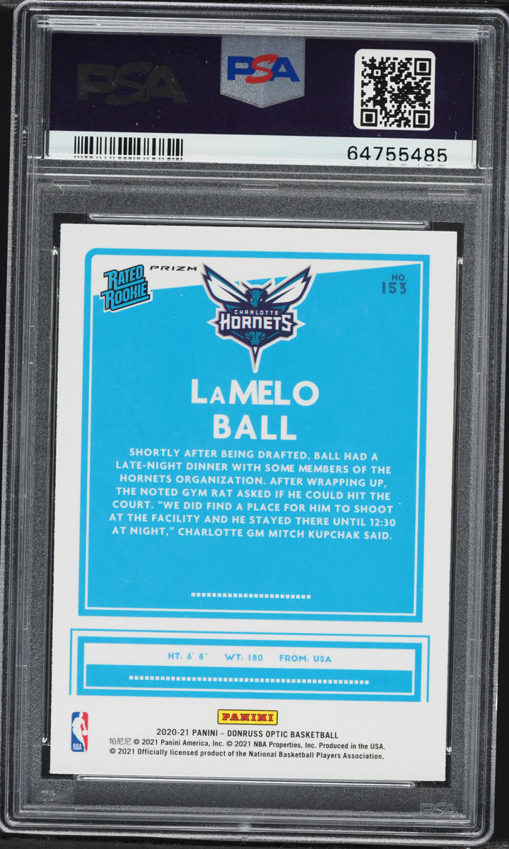 2020 Donruss Optic Purple Pulsar LaMelo Ball ROOKIE #153 PSA 10 GEM MINT