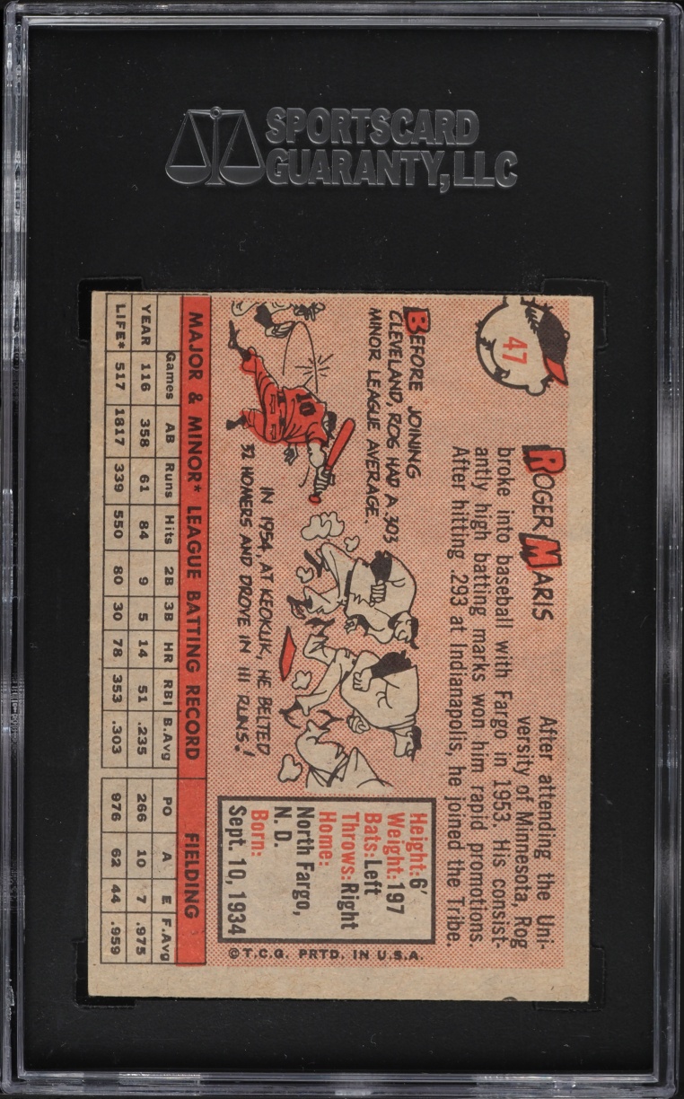 1958 Topps Roger Maris ROOKIE #47 SGC 6 EXMT