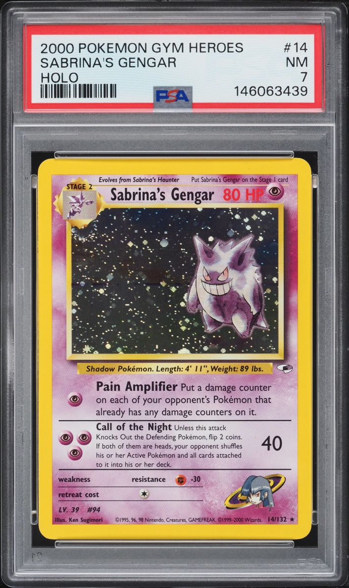 2000 Pokemon Gym Heroes Holo Sabrina's Gengar #14 PSA 7 NRMT