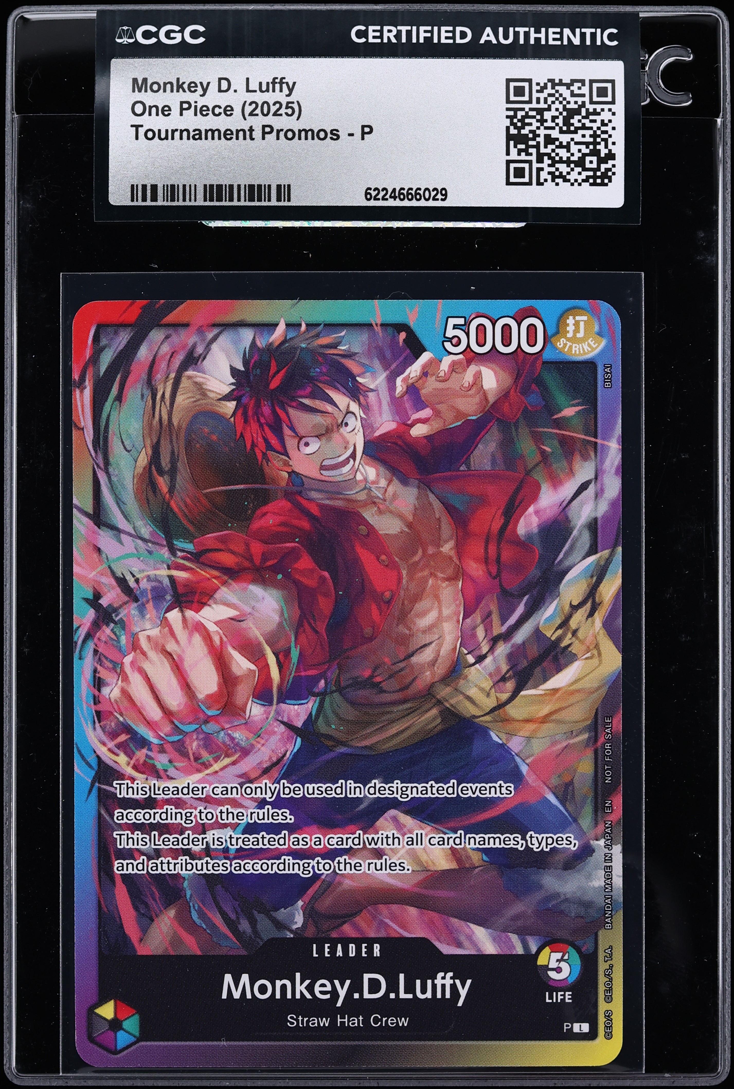 2024 One Piece Tournament Promo Leader Monkey D. Luffy #P CGC AUTH