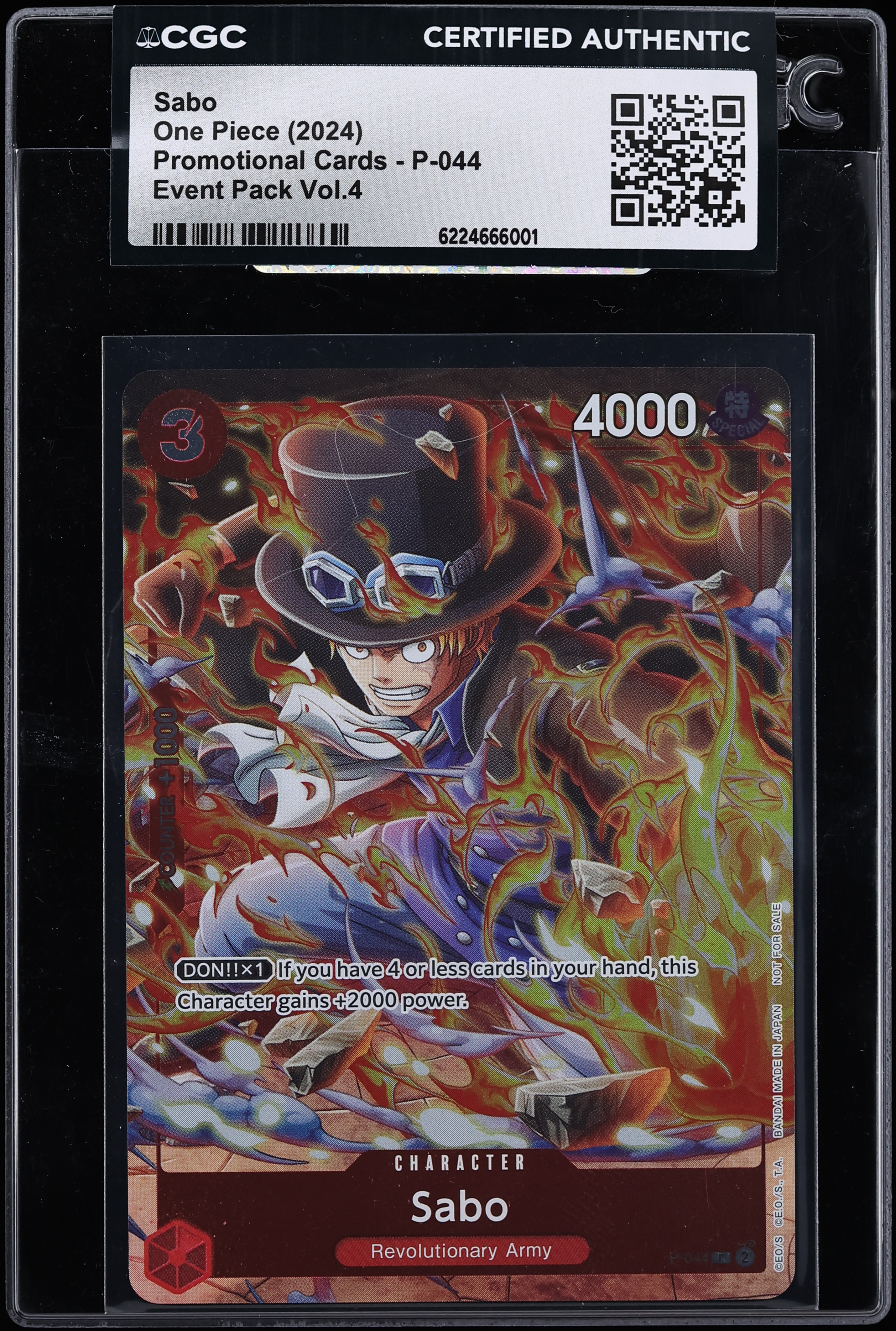 2024 One Piece Promo Event Pack Vol. 4 Alt Art Sabo #P-044 CGC AUTH
