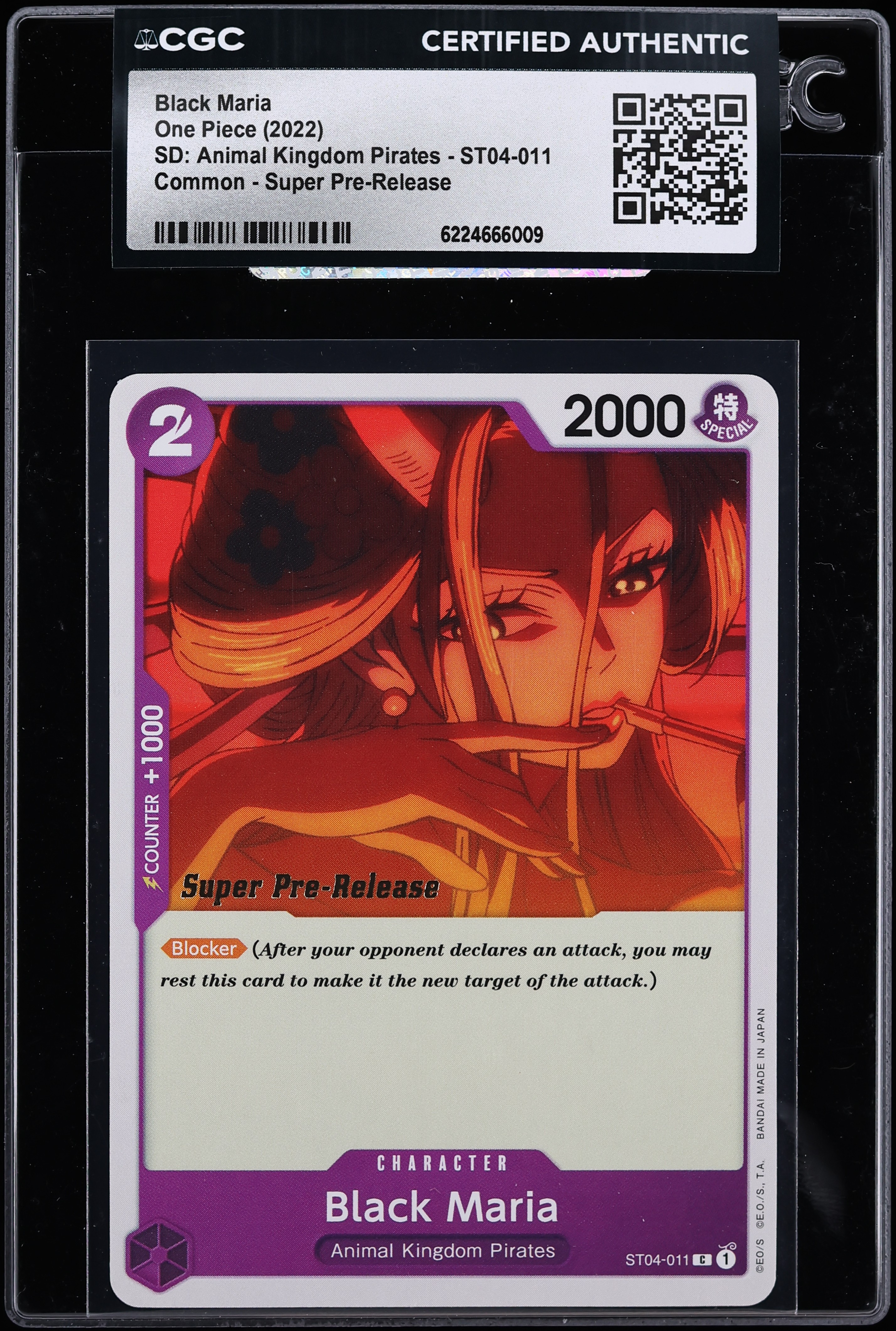 2022 One Piece Starter Deck: Animal Kingdom Pirates Super Pre-Release Black Maria CGC AUTH