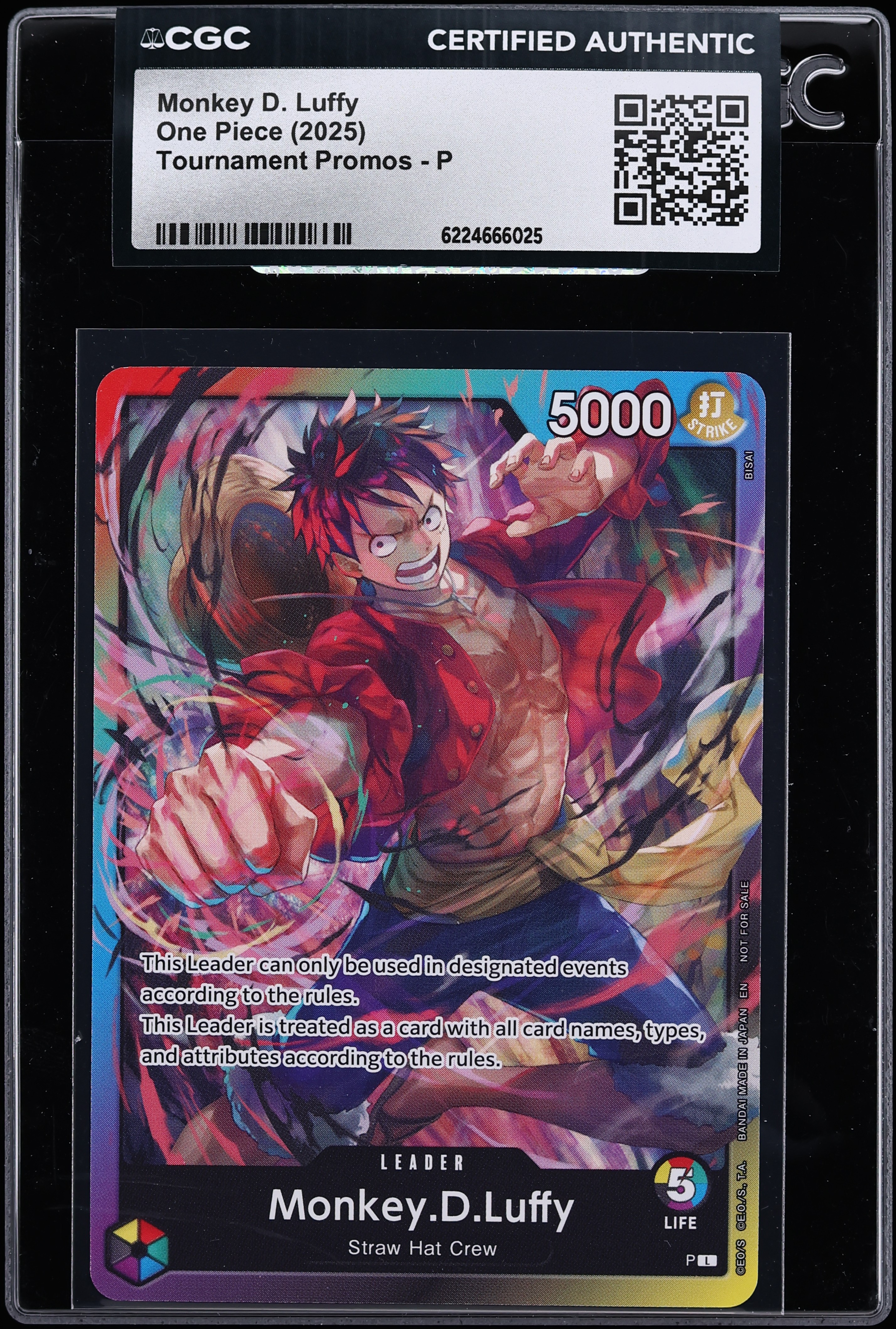 2024 One Piece Tournament Promo Leader Monkey D. Luffy #P CGC AUTH