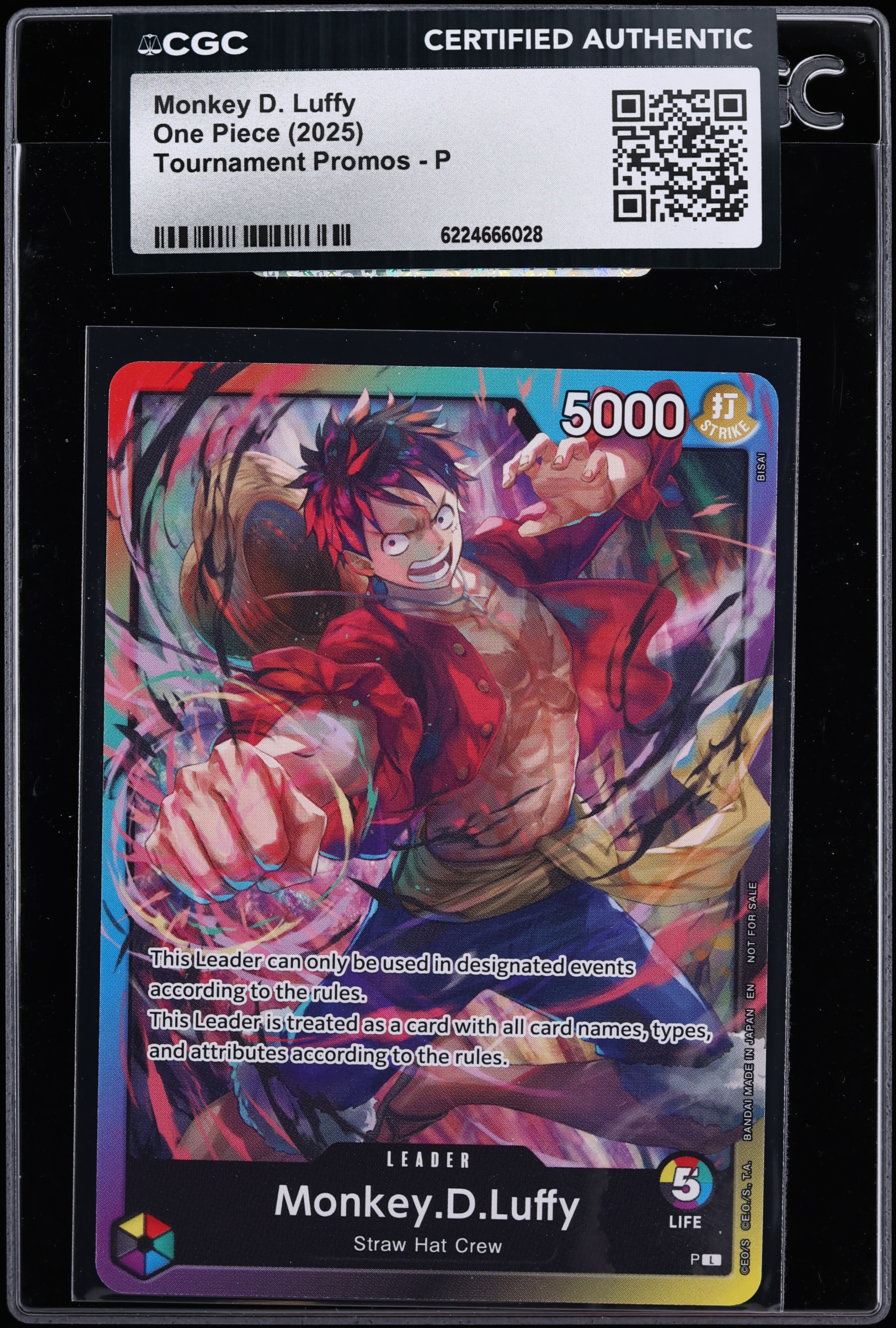 2024 One Piece Tournament Promo Leader Monkey D. Luffy #P CGC AUTH