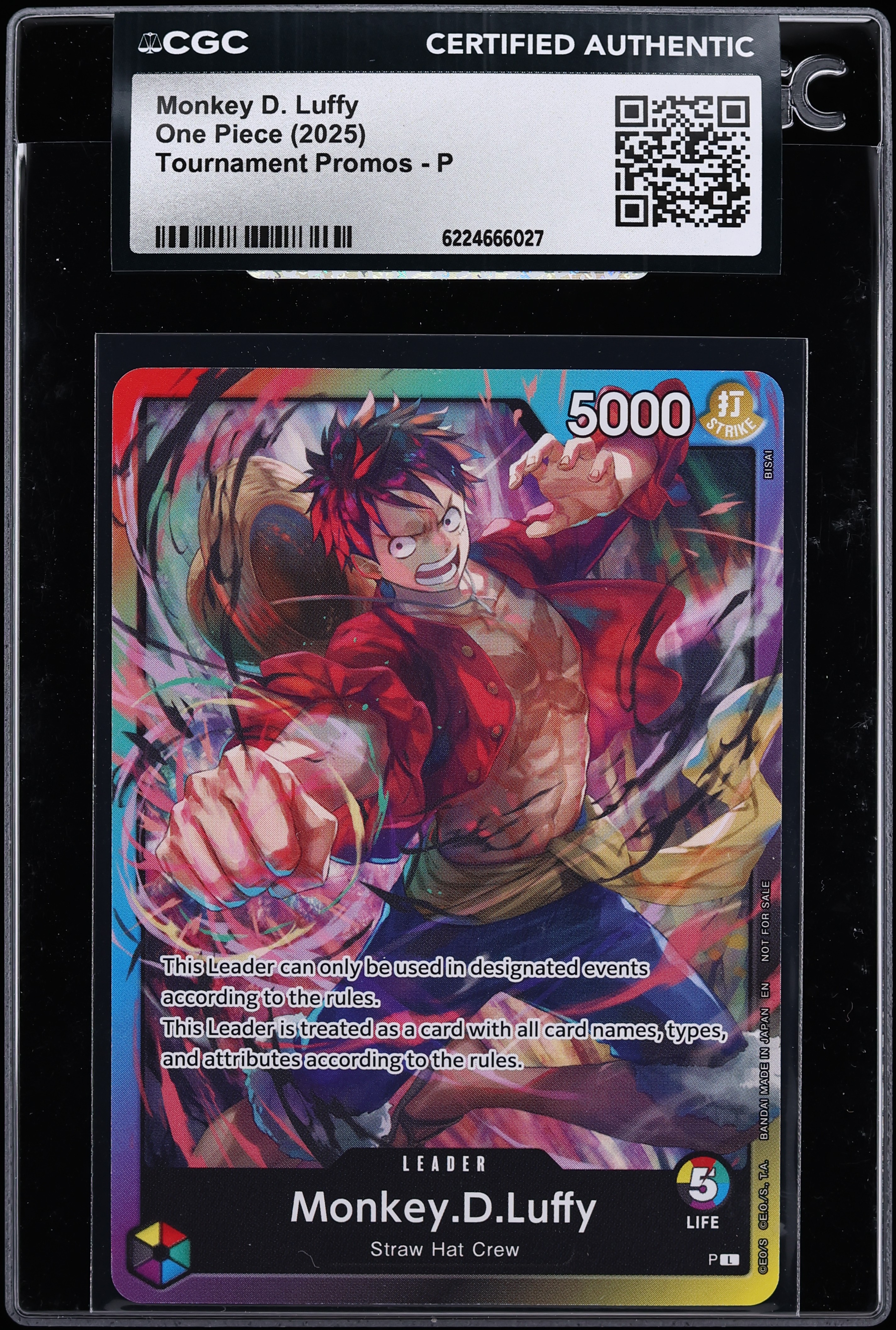 2024 One Piece Tournament Promo Leader Monkey D. Luffy #P CGC AUTH