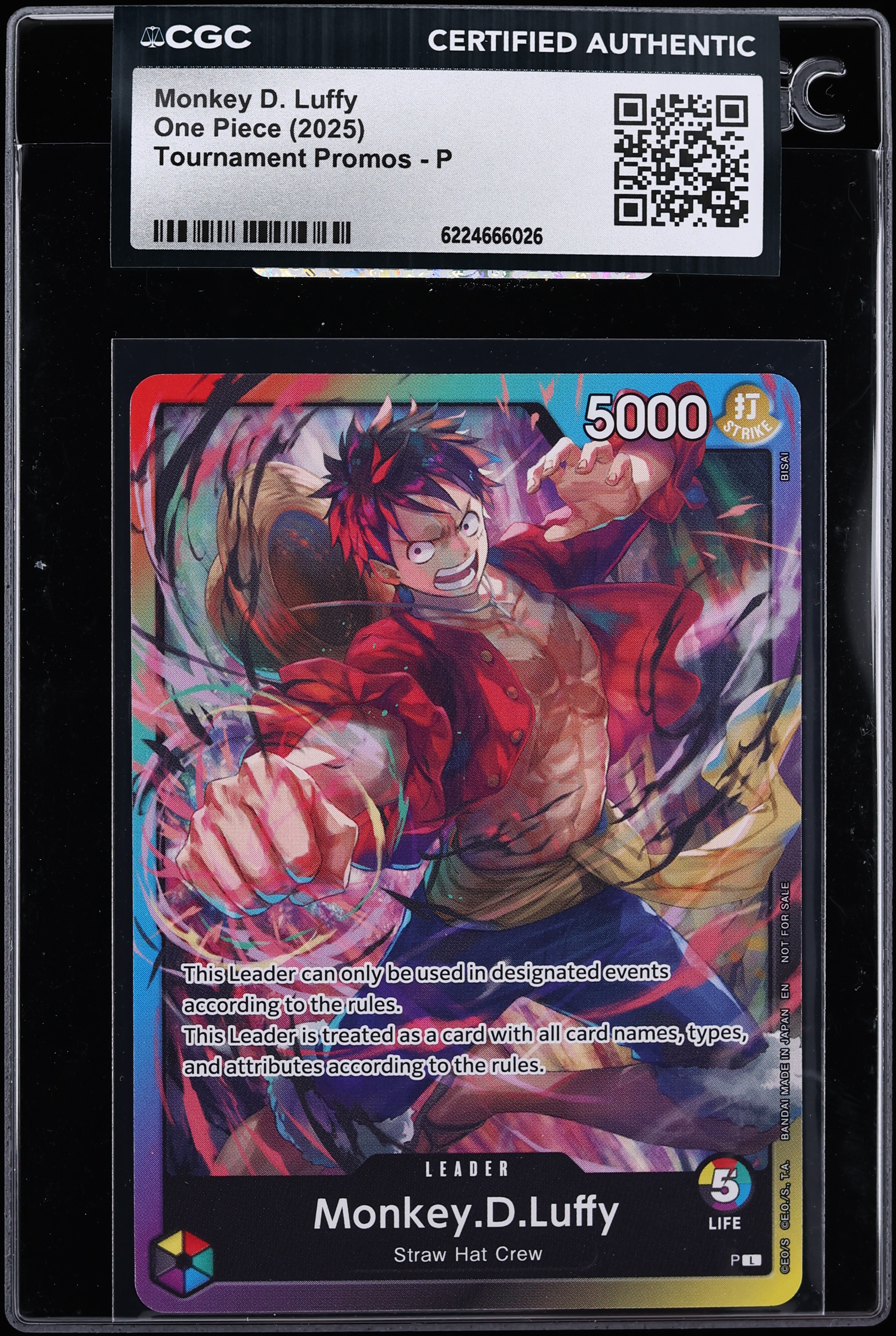 2024 One Piece Tournament Promo Leader Monkey D. Luffy #P CGC AUTH
