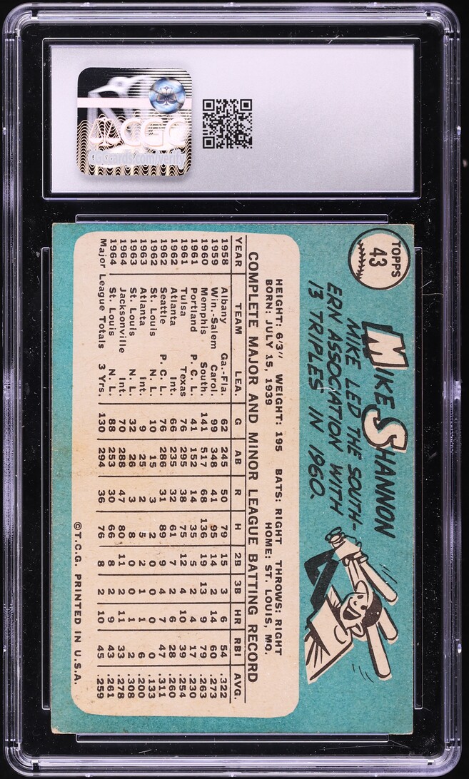 1965 Topps Mike Shannon #43 CGC 4.5 VGEX+
