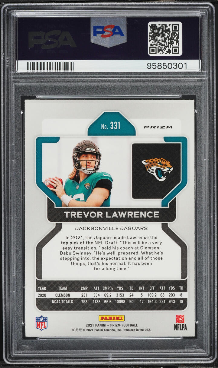 2021 Panini Prizm Lazer Trevor Lawrence ROOKIE #331 PSA 9 MINT