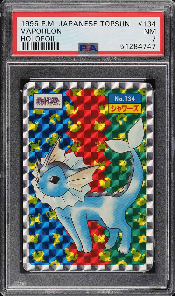 1997 Pokemon Japanese Topsun Holofoil Vaporeon #134 PSA 7 NRMT