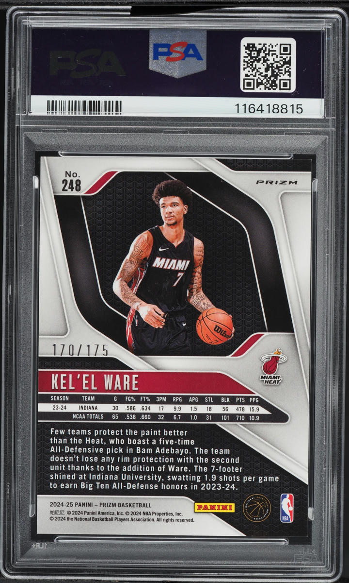 2024 Panini Prizm White Kel'el Ware ROOKIE /175 #248 PSA 9 MINT